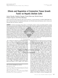 Effects and Regulation of Connective Tissue Growth Factor on Hepatic