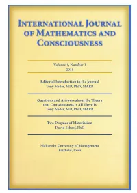 International Journal of Mathematics and Consciousness • Volume 4, Number 1, 2018