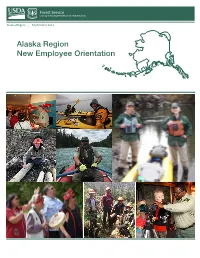 Alaska Region New Employee Orientation Front Cover Shows Employees Working in Various Ways Around the Region