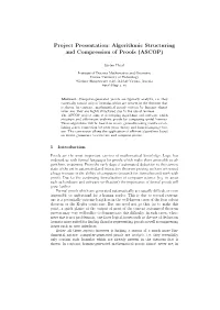 Algorithmic Structuring and Compression of Proofs (ASCOP)