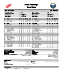 Detroit Red Wings Game Notes