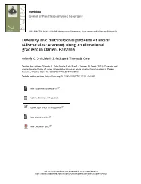 Diversity and Distributional Patterns of Aroids (Alismatales: Araceae) Along an Elevational Gradient in Darién, Panama