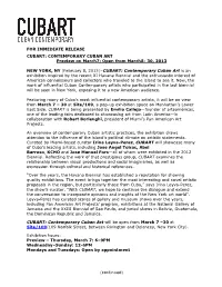 For Immediate Release Cubart