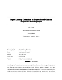 Input Latency Detection in Expert-Level Gamers an Experiment in Visuomotor Perception