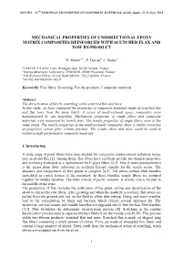Mechanical Properties of Unidirectional Epoxy Matrix Composites Reinforced with Scutched Flax and Tow By-Product