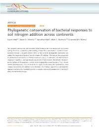 Phylogenetic Conservation of Bacterial Responses to Soil Nitrogen Addition Across Continents