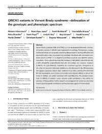 QRICH1 Variants in Ververi-Brady Syndrome—Delineation of the Genotypic and Phenotypic Spectrum