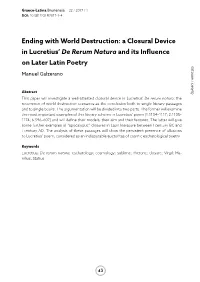 A Closural Device in Lucretius' De Rerum Natura and Its Influence On
