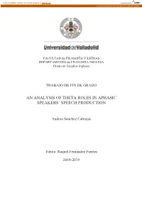 An Analysis of Theta Roles in Aphasic Speakers' Speech