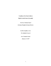 Condition of the Guard Address Eighty-Seventh General Assembly The