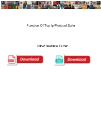 Function of Tcp Ip Protocol Suite