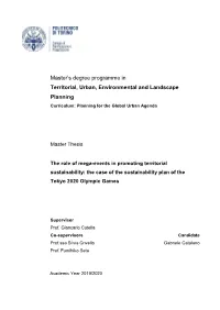 Master's Degree Programme in Territorial, Urban, Environmental