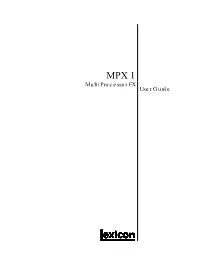 User Guide Multi Processor FX