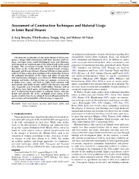 Assessment of Construction Techniques and Material Usage in Izmir˙ Rural Houses