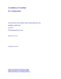 Conditions of Contract for Construction