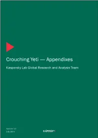 Crouching Yeti — Appendixes