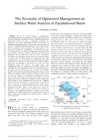 The Necessity of Optimized Management on Surface Water Sources of Zayanderood Basin
