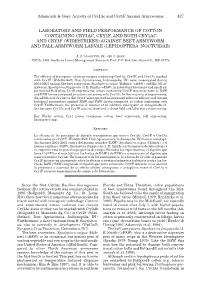 Widestrike®) Against Beet Armyworm and Fall Armyworm Larvae (Lepidoptera: Noctuidae)