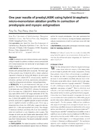 One Year Results of Presbylasik Using Hybrid Bi-Aspheric Micro-Monovision Ablation Profile in Correction of Presbyopia and Myopic Astigmatism