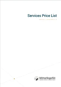 Services Price List