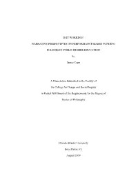 Is It Working? Narrative Perspectives on Performance-Based Funding Policies in Public Higher Education