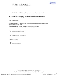 Marxist Philosophy and the Problem of Value