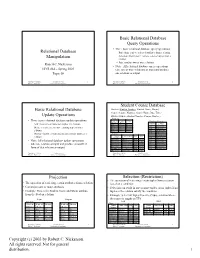 Relational Database Manipulation Basic Relational Database Query