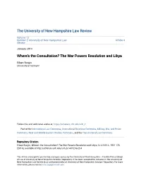 The War Powers Resolution and Libya