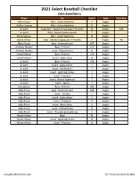 2021 Panini Select Baseball Checklist