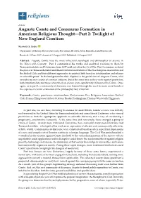 Auguste Comte and Consensus Formation in American Religious Thought—Part 2: Twilight of New England Comtism