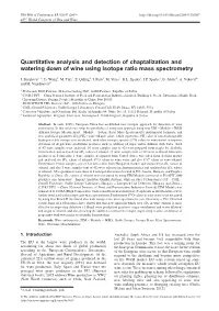Quantitative Analysis and Detection of Chaptalization and Watering Down of Wine Using Isotope Ratio Mass Spectrometry