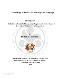 Phonology of Deori: an ‘Endangered’ Language