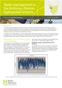 Water Management in the Anthony–Pieman Hydropower Scheme