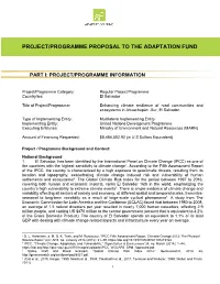 Project/Programme Proposal to the Adaptation Fund