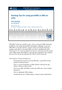 Starting Tips for Using Purexml in DB2 on Z/OS