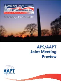 APS/AAPT Joint Meeting Preview Physics for the Nation’S Future