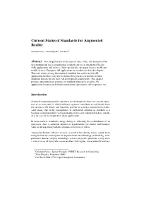 Current Status of Standards for Augmented Reality