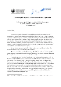 Defending the Right to Freedom of Artistic Expression