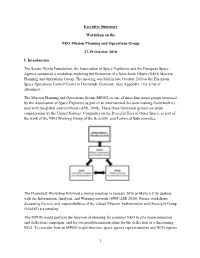 Executive Summary Workshop on the NEO Mission Planning And