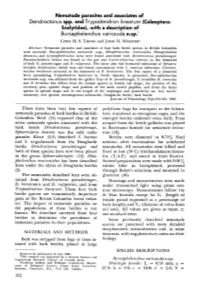 Nematode Parasites and Associates of Dendroctonus Spp. And