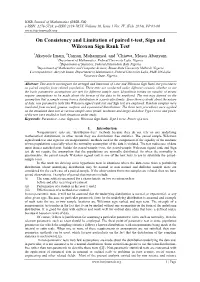 Comparison of T-Test, Sign Test and Wilcoxon Test