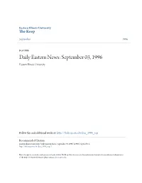 Daily Eastern News: September 03, 1996 Eastern Illinois University