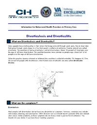 Diverticulosis and Diverticulitis