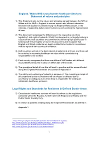 England / Wales NHS Cross-Border Healthcare Services: Statement of Values and Principles