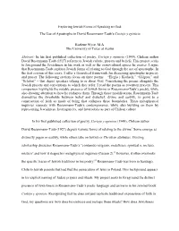 Exploring Jewish Forms of Speaking to God: the Use of Apostrophe in David Rosenmann-Taub’S Cortejo Y Epinicio