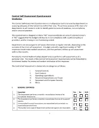 Internal Control Self Assessment Questionnaire