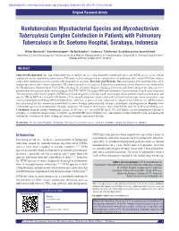 Nontuberculous Mycobacterial Species and Mycobacterium Tuberculosis Complex Coinfection in Patients with Pulmonary Tuberculosis in Dr