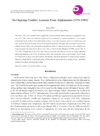On Ongoing Conflict: Lessons from Afghanistan (1978-1989)
