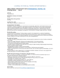 &lt;&lt;SCROLL to VIEW ALL POSTED OPPORTUNITIES&gt;&gt;