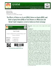 The Effects of Return on Assets (ROA), Return on Equity (ROE), And